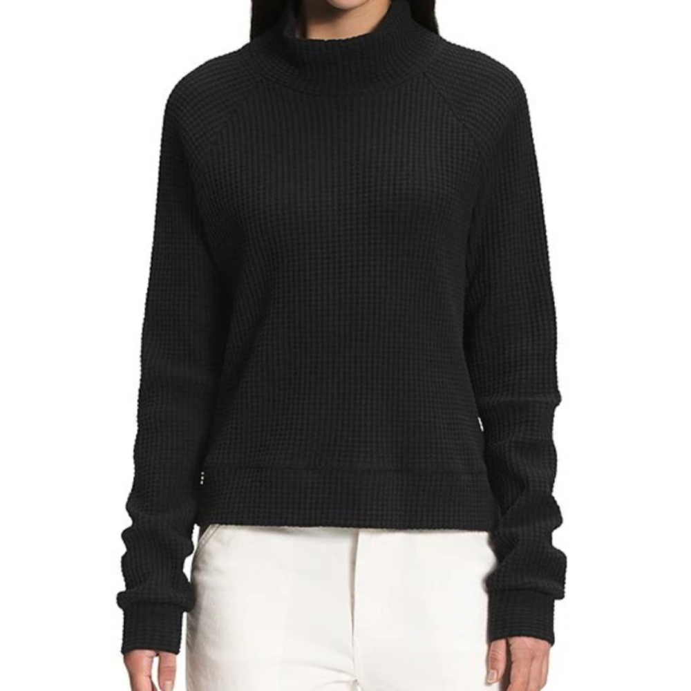 The North Face Long Sleeve MockNeck ChabotBlack Waffle Knit Turtleneck Small